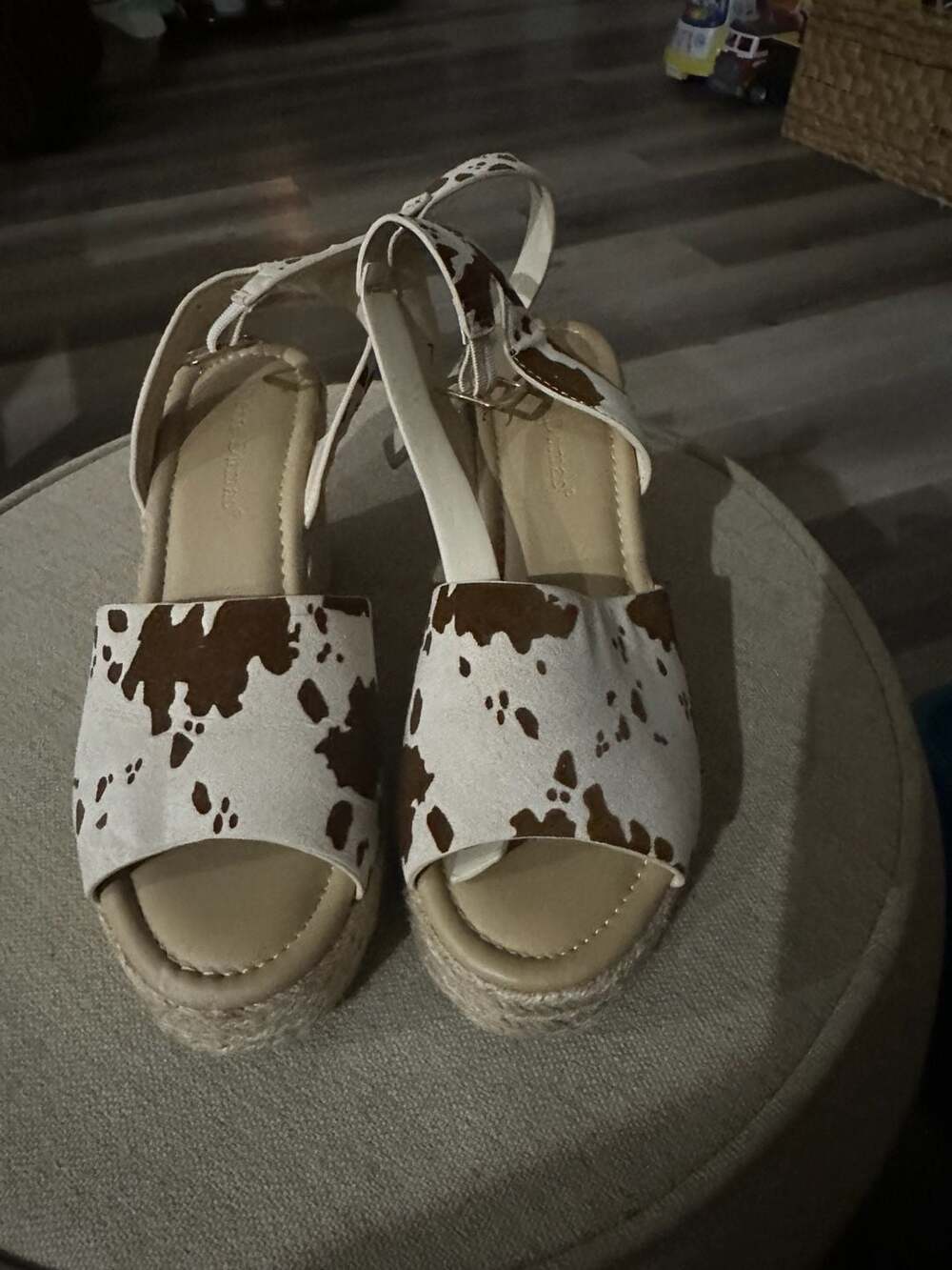 Pierre Dumas Espadrille Wedge Size 7 Cow Print